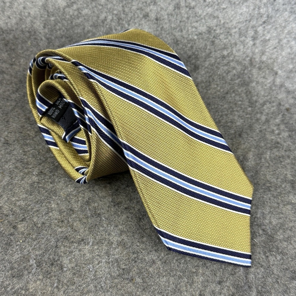 Bruno Piattelli Roma Tie Yellow Blue 100%‎ Silk Men's Designer Luxury Necktie